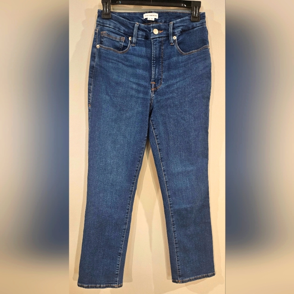 Good American Good Legs Straight Jeans: Blue Denim: Size- 6/28 Great Condtion!